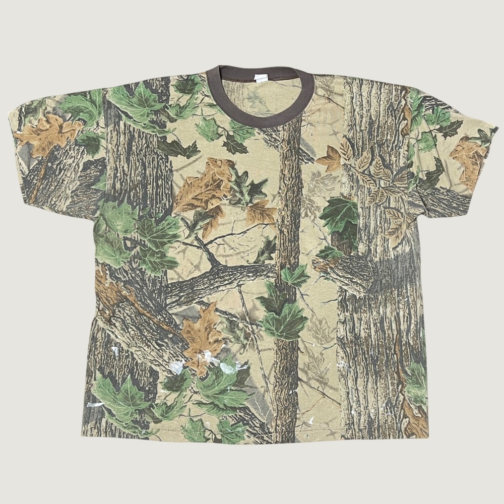 Vintage 90s Camo Camouflage Realtree Single Stitch Distressed Pocket T-Shirt 2XL